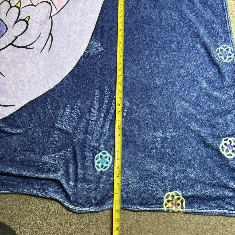 Disney Parks Figment Purple Dragon Print Soft Fleece Throw Blanket 80”x60” Rare